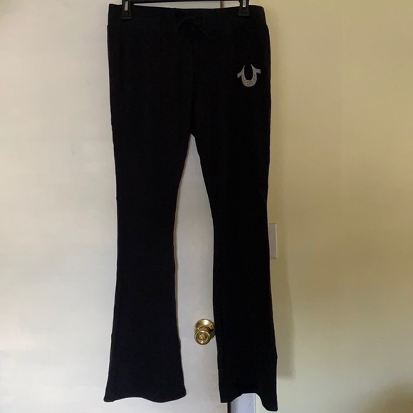 True Religion Black Crystal Logo Pants NeverUsed